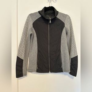 Prana black and gray quilted zip-up wool blend sweater jacket - Size S